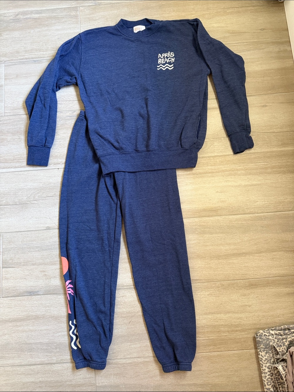 Beach Riot Navy Sweatshirt & Joggers Set with Pink and Orange Graphics